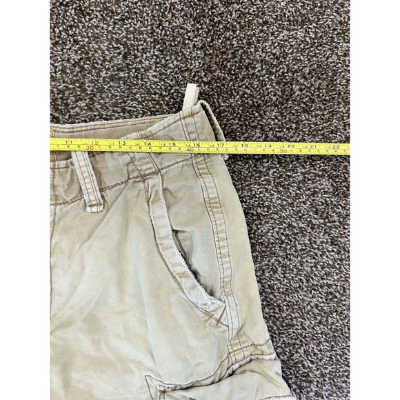 Vintage American Eagle Y2K AE Cargo Shorts Mens‎ 32 Beige Khaki Distressed - Picture 5 of 7